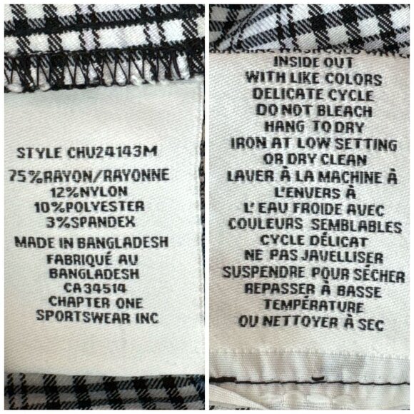 Jules & Leopold Plaid Dress Pant Black White Blue Check Pull-on Stretch Womens M - Picture 7 of 10